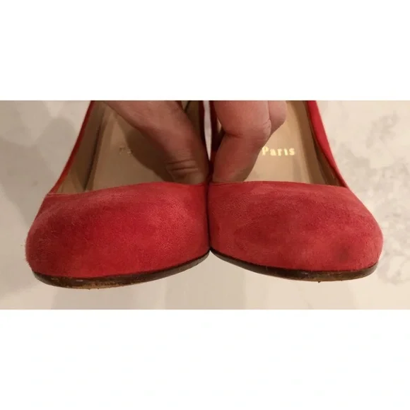 CHRISTIAN LOUBOUTIN Pink Suede “Simple Pumps” SZ 37.5 - Picture 8 of 16